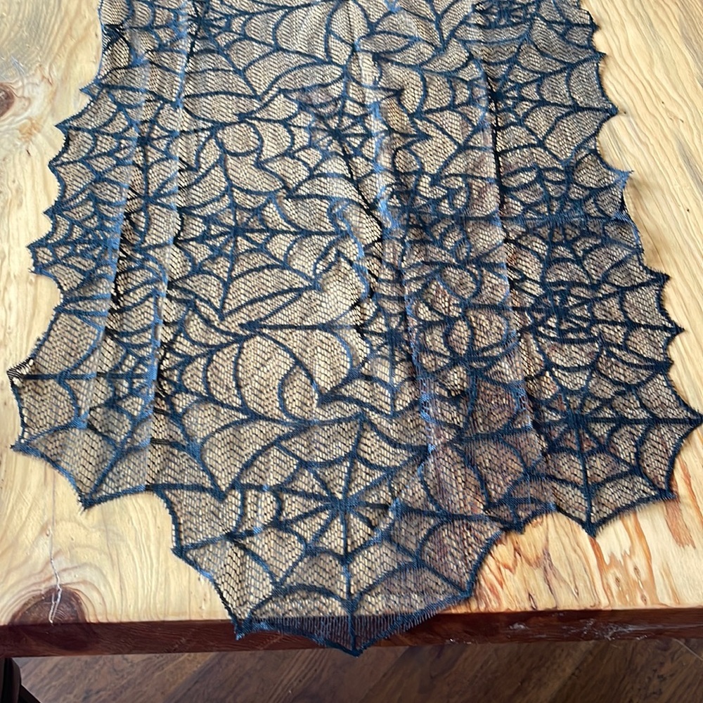 Black lace spiderweb table runner